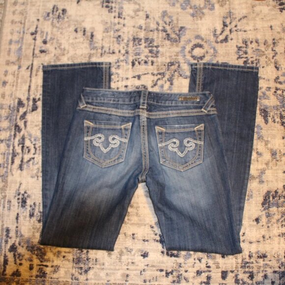 Express Blue Boot Cut Jeans with Classic Style - Picture 1 of 15